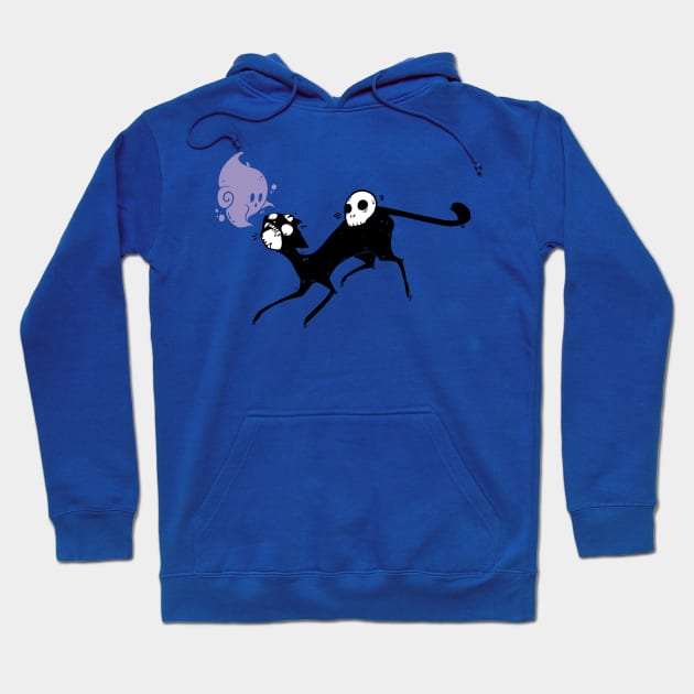 Creepy Cute Black Cat Monster With Ghost And Skull Art Hoodie by cellsdividing